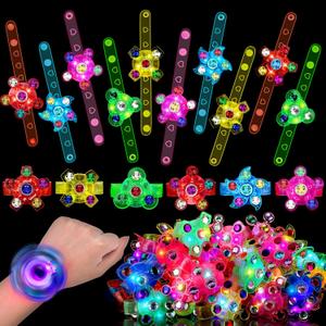48PCS LED Light Up Fidget Spinner Bracelets Glow Party Favors Bulk for Kids 4-8 8-12 Easter Egg Fillers Goodie Treat Bag Stuffers Treasure Box Toys Carnival Prizes Birthday Return Gifts for Boys Girls