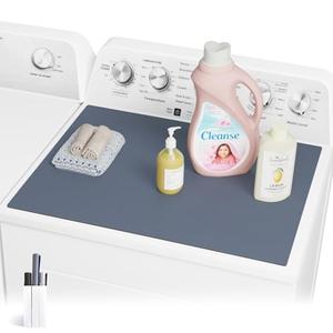 CSKY 1PC Washer and Dryer Covers for the Top, 25.5''×17.5'' Fabric Laundry Countertop Mat, Anti-Crease Rolled Packaging, Non-Slip Rubber Base, Washer Dryer Topper for Top Load Machine (Slate Gray)