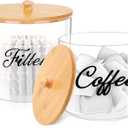 homicozy 2pcs Coffee Pod Holder with Bamboo Lid, 5in & 6in Clear Countertop Storage for Coffee Capsules, K Cup Organizer for Keurig/Nespresso, coffee filter holder, Coffee Bar Accessories