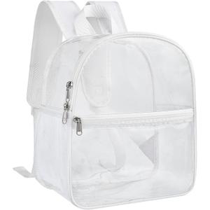 Paxiland Clear Backpack Stadium Approved 12126 with Reinforced and Wider Shoulder Straps, Small Clear Bag for Schools, Concerts, Work, Festivals and Sporting Events - White