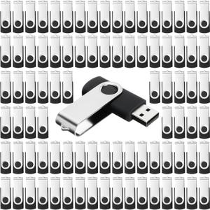 Kanayu 4GB 100 Pack USB Flash Drives Bulk 2.0 USB Thumb Drives Memory Drive with LED Light Portable Keychain Flash Drive for Data Storage Pc Computer Laptop Office School(Black)