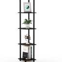 Furinno TURN-N-TUBE Corner Shelf, 5-Tier Corner Bookshelf, Open Storage Shelves, for Organization and Storage, Living Room, Home Office, Garage, Bedroom, Dark Brown Grain