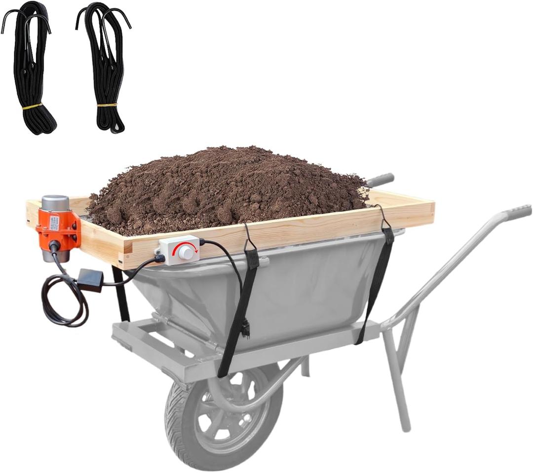 110V Adjustable Vibrating Soil Sifter 40W,40"X19.6"Semi-Industrial Grade Wooden Screen Rock Sand Gravel Sifter - Fits Wheelbarrows for Yard and Garden(Not Included) (EXP 02/04/26)