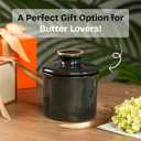 Porcelain Butter Keeper Crock - Ceramic Butter Dish with Water Line for Countertop, Keep Butter Fresh (Greenish Brown)