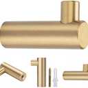 YANGQIHOME Pack of 4, Gold Brass Decorative Wall Hooks Towel Hook, Coat Hook Hangers Wall Mounted (L-Shaped)