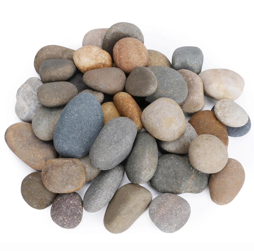 Pulovin 40 lbs River Rocks for Landscaping, 1"-2" Decorative Garden Stones for Plants, Flower Pots, Vase, Walkways, Yard, Natural Rocks for Aquarium, Fish Tank