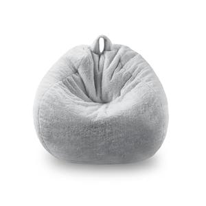 Faux Fur Comfy Bean Bag Chair Cover (No Filler), Fluffy Stuffed Animal Storage Bean Bag Covers Large Bean Bag Sofa for Adults, Premium Furry Fuzzy Beanbag for Living Room Bedroom, Light Gray