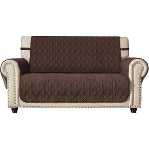 Ameritex Loveseat Cover Water-Resistant Quilted Furniture Protector with Back Nonslip Paws Slipcover for Dogs, Kids, Pets Loveseat Slipcover Stay in Place for Leather (54", Chocolate)