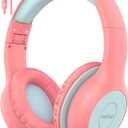EarFun Kids Headphones Wired with Microphone, 85/94dB Volume Limit Headphones for Kids, Portable Wired Headphone with Shareport, Stereo Sound Foldable Headset for School/Tablet/iPad/Kindle Pink