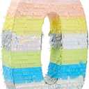 Large Number 0 Pinata for Girl's Birthday Party Decorations, Rainbow Pastel (21" x 14.7" x 4")