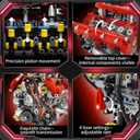 V8 Engine Model Kit, Build Your Own Visible Car Motor, Advanced STEM Mechanical Building Block Set for Adults, Collectible Engine Model for Display, Desk Decor & Gift to Car Lovers