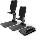 Universal Cellphone Stand Holder Foldable & Height Adjustable with Silicone Mat, Black