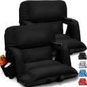 Extra Wide Stadium Seats With Back Support 2 Pack, Exclusive "Sofa Style" Design Thick Bleacher Chairs With Back and Cushion, 6 Reclining Positions - Ultimate Comfort for Sports Events (Black, 25")