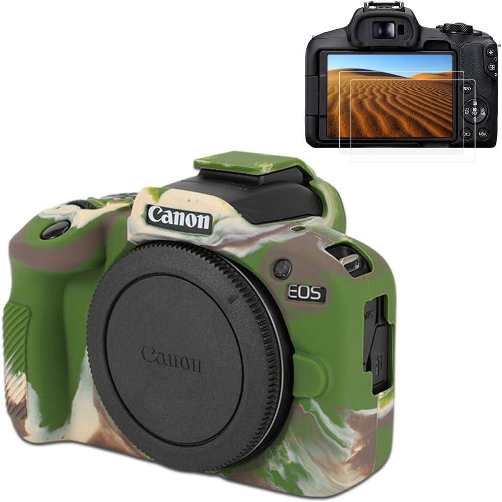 Pocoukate Case for Canon EOS R100 Camera, Soft Silicone Protective Cover Skin with EOS R100 Screen Protector Accessories for EOS R100 Mirrorless Camera Silicone Case - Camouflage