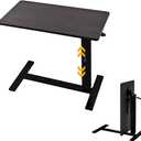 lumizone Foldable Overbed Table with Wheels Adjustable Height Bedside Desk 27.56"-36.61" Rolling Hospital Bed Table with Casters Medical Tray for Home Use Desk Over The Bed (Espresso)