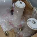 PoKat 20.75" Small Modern Ceramic Table Lamps Set of 2 for Bedroom, White Bedside Lamps for Night Stands, Farmhouse Desk Decor Gift Nightstand Table Lamps for Living Room End Table Beige