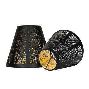 Small Lamp Shades Set of 2 ALUCSET Chandelier Shades Mini Lamp Shade 3" X 6" X 5", Bell, Clip on Lamp Shade (Black Gold)