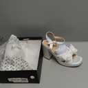 IDIFU IN4 Platform Chunky Block High Bow Heels Square Open Toe Slingback Heeled Sandals Bride Bridesmaid Wedding Bridal Prom Dress Shoes Comfortable Dressy Cute Ankle Strap Thick Heels (7.5, White Satin)