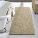 LOCHAS Luxury Bathroom Rug Shaggy Bath Mat 24 x 48 Inch, Washable Non Slip Bath Rugs for Bathroom Shower, Soft Plush Chenille Absorbent Carpets Mats, Beige