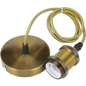 Pendant Light Kit Edison Retro E26 Industrial Mini Pendant Light Cord Kit 39.37inchs for DIY Bedrooms Bars Kitchens Halls Cafeteria(Vintage Bronze) (Gold)