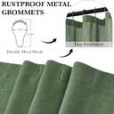 KGORGE Forest Green Shower Curtain for Bathroom, Linen Fabric Semi Sheer Lightweight Waterproof Thick Neutral Button Hole Shower Curtains for Bathtub, 72 x 72 inches Long, 12 Hooks Included, 1 Panel