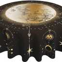 Astrology Moon Art Tablecloth Abstract Round Table Cover Washable Table Cloth for Home Kitchen Party Picnic 60 Inch