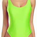 MIAIULIA Women's Retro 80s/90s Inspired High Cut Low Back Padding One Piece Swimwear Bathing Suits (Medium)