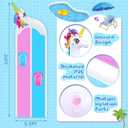 Foilswirl 20ft 3D Unicorn Slip Water Slide Double Lane Lawn Water Slides 3 Sided Safe Fence Inflatable Slide with 2 Bodyboards and Sprinkler Heavy Duty Water Slide for Boy Girl Outdoor Backyard Play, Large
