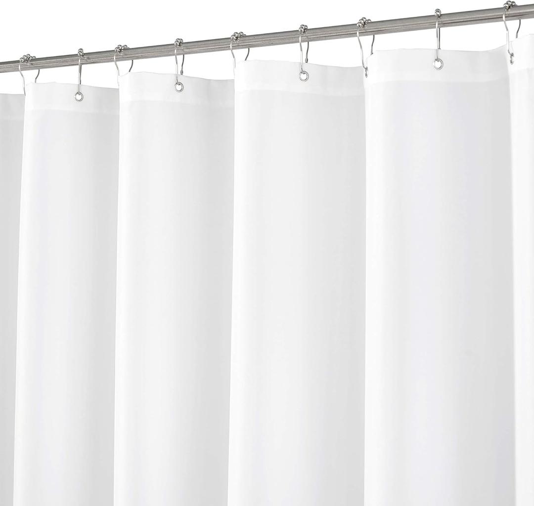 N&Y HOME 108 inch Extra Long Shower Curtain or Liner, Hotel Quality, Washable Fabric, White Bathroom Curtains with Grommets, 72x108