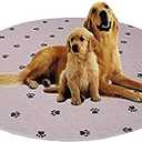 SincoPet Washable Dog Pee Pads with Puppy Grooming Gloves,Puppy Pads,Reusable Pet Training Pads,Large ,Waterproof Pet Pads for Dog Bed Mat,Super Absorbing Whelping Pads,36 Round Inch (Pack of 2)