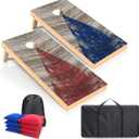 Cornhole Boards Set - Regulation Size 4x2/3x2ft Solid Wood Corn Hole Game Set with 8 Bean Bags and 2 Cornhole Boards - Perfect for Outdoor Game