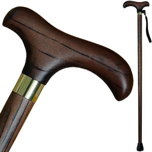 Handmade Wooden Walking Canes Stylish Hardwood Walking Sticks with Wrist Strap and Rubber Tips - 36 Inches