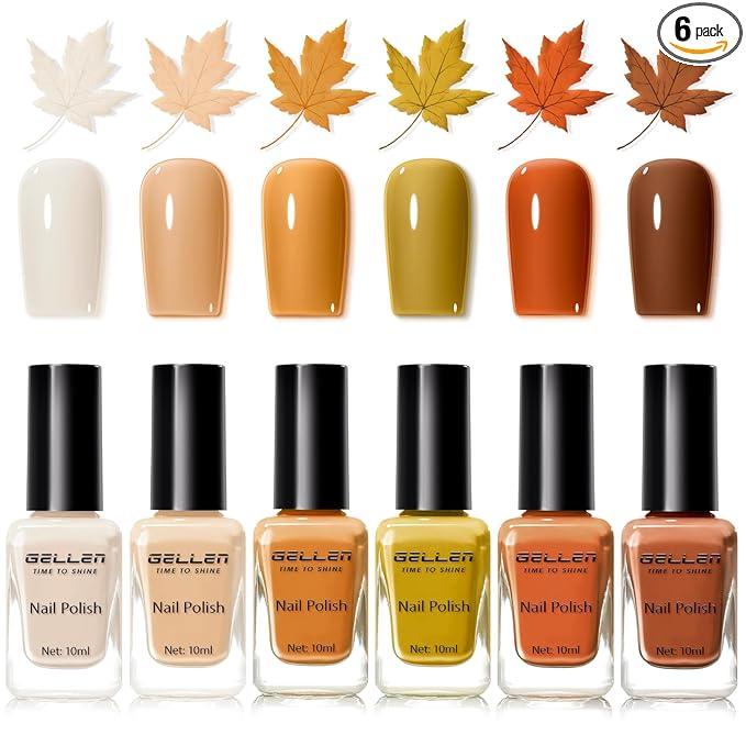 GELLEN 12Color Bright Neon Nail Polish, Quick Air Dry Regular Nail Polish Vibrant Rainbow Set for Finger Toe Nails, 10ml Large Bottle, Toxin TPO HEMA Free, Red Pink Blue Green Purple Orange Yellow