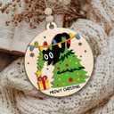 3 x Funny Cat Ornament 2025  Meowy Christmas Ornamnet Wooden Round Holiday Decoration in Tree for Cat Lovers, Pet Owners & Funny Christmas Tree Dcor