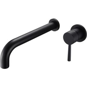 Matte Black Tub Faucet Wall Mount Bath Tub Filler Extra Long Spout Single Handle with Brass Rough-in Valve