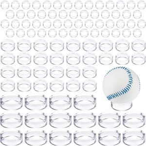 Amyhill 100 Pcs Crystal Sphere Stand Acrylic Sphere Stand Clear Plastic Single Egg Holder for Golf Ball Tennis Baseball Softball Marbles Collections ,3 Size
