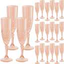 Plastic Champagne Flutes 7oz, Reusable Drinking Glasses Cups Goblets Shatterproof Unbreakable, for Wedding Party Mimosa Bar (24, Rose Gold)
