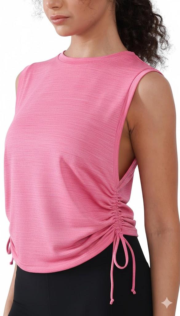 Women's Workout Tank Tops 2025 Summer Yoga Shirts Athletic Top Gym/Running Cropped Tank Tops (Pink) L