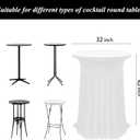 4Pack White Cocktail Tablecloth 32"x 43" Table Skirt Spandex Stretch Round Cocktail Table Cover with Wavy Drapes Fitted High Top Covers for Wedding Party Banquet