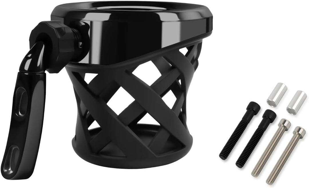 Universal Motorcycle Cup Holder for Harley Davidson Touring Road King, Dyna, Road Glide Limited, Fat Boy, Street Glide, Sportster XL883 1200, Electra Glide, Honda Goldwing GL1800 (4.1-inch) (Black)
