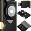 Apple Airtag Wallet Men Slim : Metal Air Tag Wallets Wallet with 2 Money Clip Replaceable Gift Boxed Set for Male Husband at Anniversay Brithday (Black)