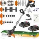 Stringless Weed Wacker Electric, 21V Battery Powered Weed Eater with 2 * 2.0Ah Battery, Charger & 5 Types Blade Lightweight Grass Trimmer for Garden Yard Lawn Work
