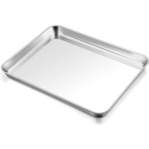 TeamFar Baking Sheet, 17.6 x 13 x 1 Stainless Steel Large Cookie Sheet Baking Tray Pan for Oven, Non-Toxic & Healthy, Rust Free & Heavy Duty, Mirror Finish & Dishwasher Safe