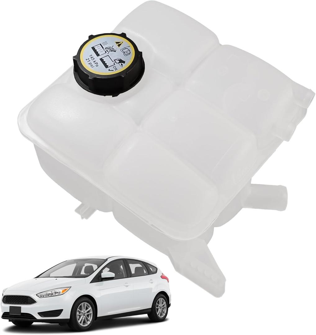 603-382 Front Engine Coolant Recovery Reservoir Tank With Cap Compatible With 2012-2018 Ford Focus Escape C-Max Transit Connect Replaces 603382 BE8Z8100A CV6Z8A080A 8V618K218AE 8V618K218AD