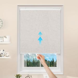 GENIMO 100% Blackout Roller Window Shades, Window Blinds Cordless with Thermal Insulated, UV Protection Fabric, Mini French Door Blinds for Home, Office, Bedroom, Easy to Install, Ivory, 35" W X 72" H