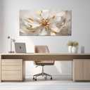 Flower Pictures Wall Decor for Office Women White and Gold Wall Art Girl Room Decoration Bedroom 24 x 48 Inch