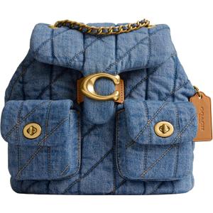 COACH Women's Quilted Leather Tabby Backpack (Medium, Indigo)
