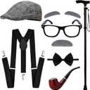 100 Days of School Costume  Old Man Grandpa Vest Set with Hat and Glasses for Holloween
