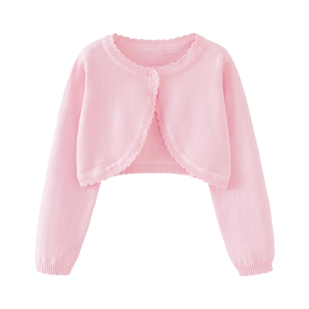 Miccina Girls Bolero Cardigan Sweater Toddler Kids Long Sleeve Button Knit Shrug Cropped Cover Up Jacket Tops Mustard Yellow