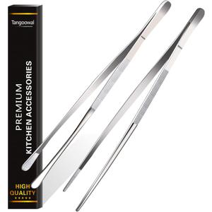 2 Pcs 12-Inch Fine Tweezer Tongs,Extra-Long Stainless Steel Tweezers Tongs (Silver)